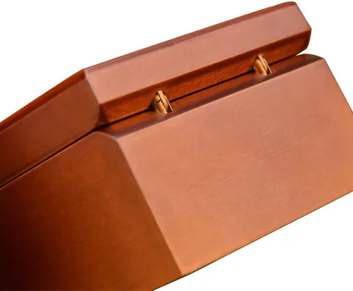 Vista 5 de Caja de música de madera enrollada con movimiento chapado en oro, increíble gracia, marrón