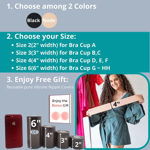 Vista 6 de Tetas Cinta Grande Levantamiento Pecho Más Ancho DDD Sujetador Adhesivo Pequeño Bob Escote Kim Kardashian Invisible Instantáneo Push Up Booby KT Skim