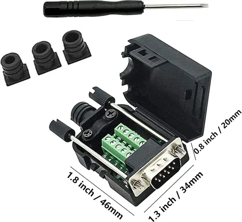 Vista 6 de DB9Breakout Conector a Cableado Solderles Terminal RS232Male Bolt