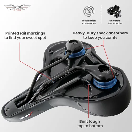 Vista 6 de X WING Asiento de bicicleta cómodo para hombres y mujeres con innovador concepto de 5 zonas - Sillín de bicicleta con alas con espuma viscoelástica