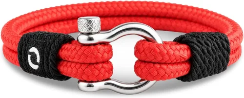 Vista 11 de Pulsera de cuerda para hombre, grillete plateado de acero inoxidable, extremadamente duradera y resistente a los arañazos, impermeable, hecha a Beige