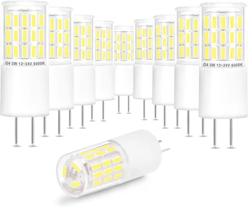 Vista 11 de Ziomitus - Bombillas LED G4 10W-20W T3 Halógenas 12V para Paisajismo de Reemplazo, Base JC de Bi-Pin G4 1.5W AC/DC 12V para RV, Luz de Clóset