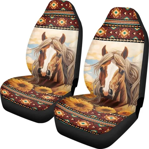 Vista 20 de LedBack Fundas universales de asiento de coche solo para asientos delanteros, bandera estadounidense, ciervos, 2 piezas, protector elástico