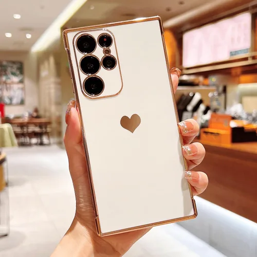 Vista 34 de phylla Funda de teléfono compatible con Samsung Galaxy A12 de 6.5 pulgadas, lindo corazón chapado en oro, elegante funda de lujo para mujer