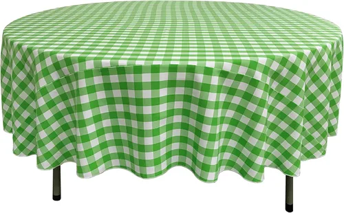 Vista 46 de Mantel LA Linen, redondo, a cuadros, polivinílico, 51 pulgadas.