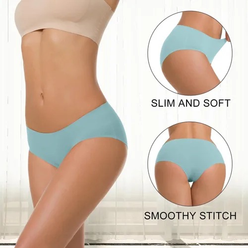 Vista 3 de LALESTE Ropa interior de algodón sin costuras para mujer, calzones invisibles sin línea de bragas, paquete de 6