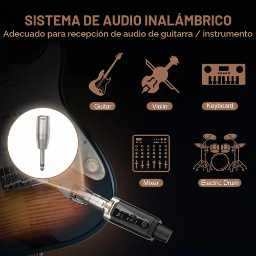 Vista 3 de Depusheng Receptor transmisor de guitarra inalámbrico T9, receptor transmisor de micrófono inalámbrico XLR Sistema inalámbrico para micrófono