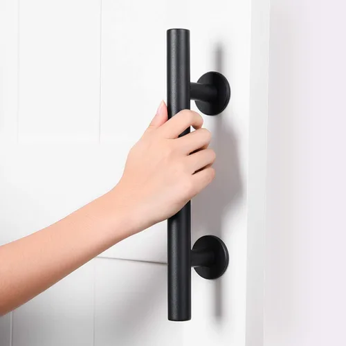 Vista 4 de SMARTSTANDARD 2 manijas de puerta de granero de 12 pulgadas, diseño rústico Negro