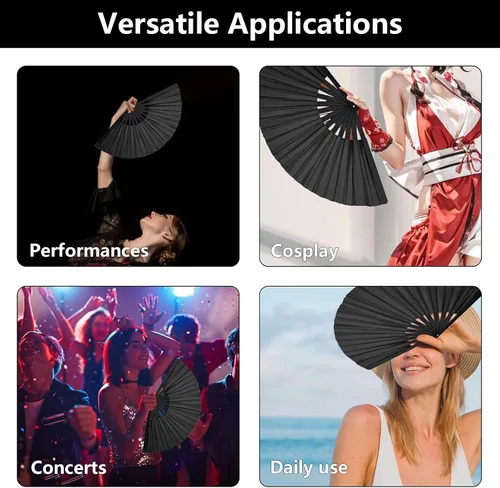 Vista 5 de Large Folding Hand Fans (6pcs) for Line Dancing