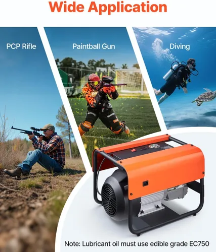 Vista 6 de VEVOR Compresor de Aire PCP, Compresor de Aire para Tanque de Buceo de 4500 PSI/30 Mpa, Compresor de Buceo PCP de Doble Cilindro con Parada