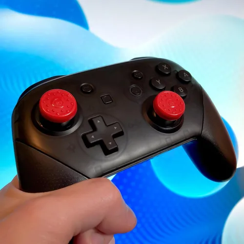 Vista 4 de KontrolFreek No-Slip Thumb Grips for Nintendo Switch Pro and Switch 2 Controller 4-Pack Red & Black