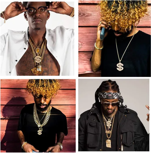 Vista 2 de U7 Colgante punk hip hop para hombre de acero inoxidable chapado en oro de 18 quilates personalizado AK47IcedTijerasCalavera M9 Collares