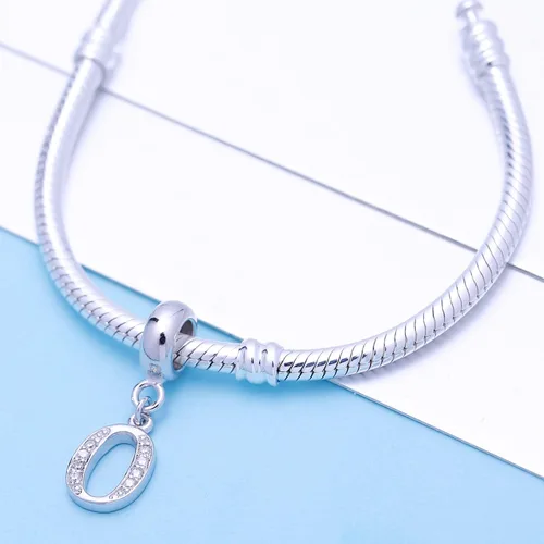 Vista 3 de SoulBeads - Colgantes de plata fina 0,925 de letra inicial, alfabeto A-Z. Dije con cristales compatibles con brazaletes europeos