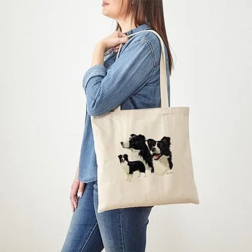 Vista 3 de CafePress Border Collie - Bolsa de lona natural, bolsa de compras reutilizable