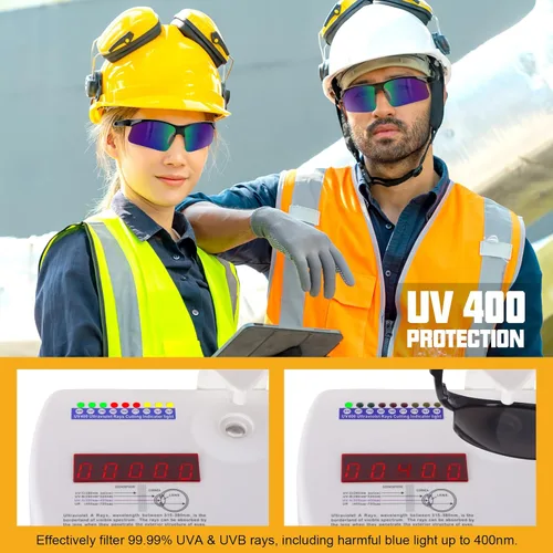 Vista 6 de OXG Safety Glasses with Adjustable Straps, ANSI Z87.1 Protective Eyewear, UV400 Anti-Scratch Work Glasses for Men Women