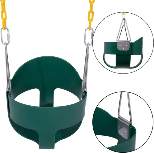 Vista 3 de Sunnyglade Toddler High Back Full Bucket Swing Seat Kids Swing Set Green