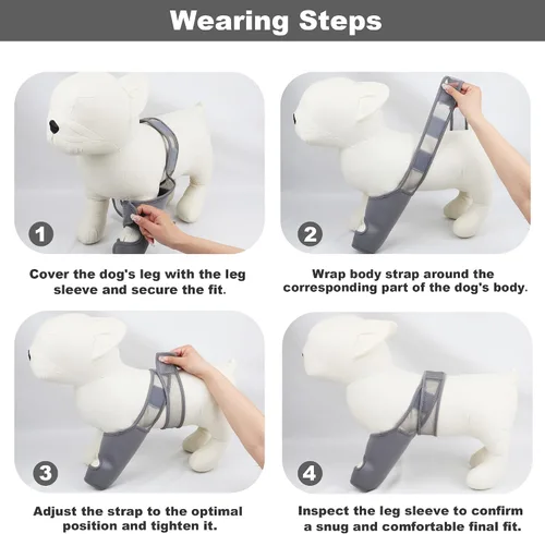 Vista 7 de Rodillera para perro, manga transpirable para patas de perro para dejar de lamer, coderas ajustables para perros pierna delantera trasera, protector