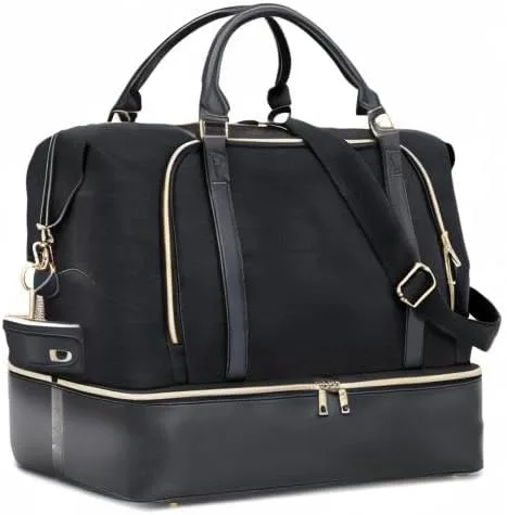 Vista 10 de CAMTOP - Bolsa de viaje de fin de semana para mujer, bolsa de lona con espacio para laptop de15.6 pulgadas