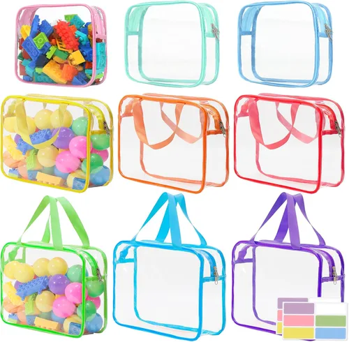 Vista 12 de Bolsas de almacenamiento de juguetes extra grandes de 12.6 x 9.25 x 6.9 pulgadas, 6 paquetes de bolsas organizadoras de juguetes transparentes