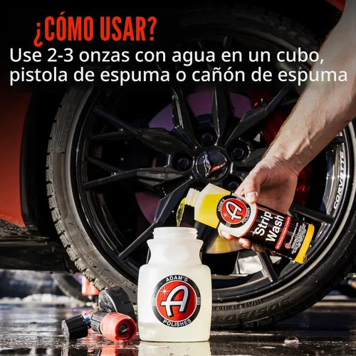 Vista 4 de Adam's Polishes Jabón para Lavar Autos Strip (16 oz) – Champú Removedor de Sellador y Cera, Removedor de Sal, Prelavado y Lavado Ácido Espuma