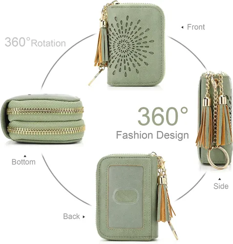 Vista 2 de APHISON RFID - Porta tarjeta de crédito con cremallera carteras pequeñas para mujer en cuero estilo girasol para mujer y niña caja de regalo 1927
