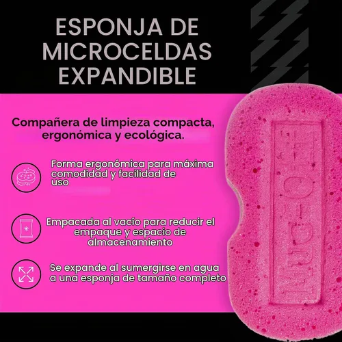 Vista 2 de Muc Off Esponja expansiva: esponja de limpieza de bicicleta Microcell de primera calidad con forma ergonómica y facilidad de uso