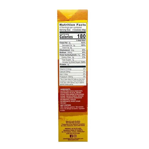 Vista 2 de Nairn's Galletas Graham de Avena Sin Gluten, Jengibre Confitado, 5.64 Onzas