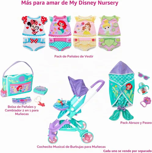 Vista 10 de My Disney Nursery Ropa y accesorios para muñecas de bebé, paquete de accesorios para pañales de Minnie inspirado en la querida Minnie Mouse