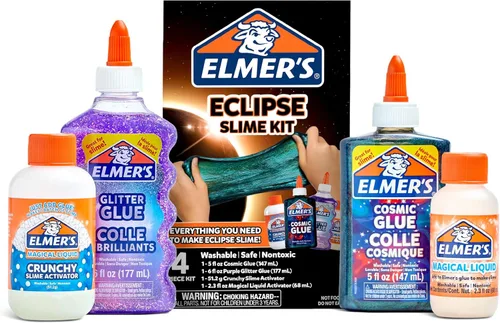 Vista 9 de Elmer's Kit de slime esponjoso, incluye pegamento de color translúcido, pegamento con purpurina, activador de slime esponjoso, 4 unidades, perfecto