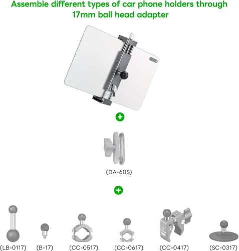 Vista 5 de FANAUE Soporte para iPad con cabezal de bola de 0.669 in para trípode, compatible con brazo de doble enchufe y soporte para automóvil, soporte