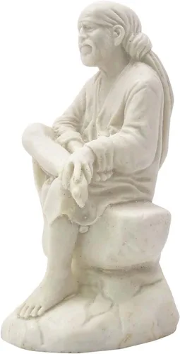 Vista 2 de Estatua de resina Lord Sai Baba para tablero de instrumentos de coche, decoración india, figura religiosa