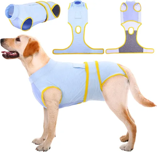 Vista 17 de Kuoser - Traje de recuperación posterior a la cirugía para perros y gatos, camisa profesional y vendaje de heridas abdominales, reemplaza collar