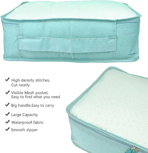 Vista 5 de Vercord Juego de 7 organizadores de equipaje de viaje, organizadores de maleta, bolsas para ropa, ropa interior, cubo para zapatos, paquete azul