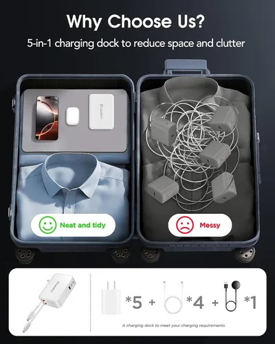Vista 6 de Cargador de 65 W para MacBook Pro, enchufe de cargador de pared retráctil 5 en 1 para iPhone Blanco
