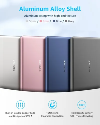 Vista 7 de Banco de energía "Air" para MagSafe 5000mAh, ultra delgado, magnético, inalámbrico, portátil, con cable USB-C, compatible solo con iPhone