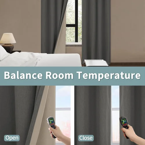 Vista 4 de BGment - Cortinas opacas al 100 % con forro para el dormitorio, cortinas con ojales, con textura de lino, de aislamiento térmico, para la sala