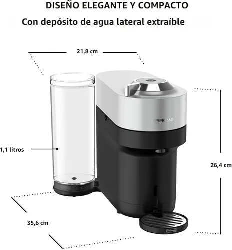 Vista 7 de Nespresso Vertuo Pop+ Deluxe de De'Longhi con Aeroccino, plateado