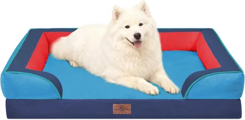 Vista 211 de Comfort Expression - Cama ortopédica para perros medianos, 28 x 19 pulgadas, cama impermeable y de apoyo de espuma con cojines removibles, sofá