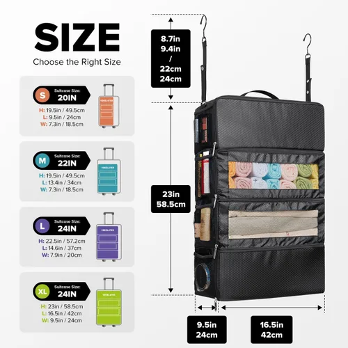 Vista 2 de Organizador de maleta, organizador de equipaje de viaje, estantes colgantes, cubo de embalajeorganizador de viaje portátil plegable para equipaje