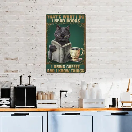 Vista 7 de AMOGHASIDDHI Cartel de metal con diseño de gato negro con consejos divertidos de animales, póster de metal vintage de aluminio de 8 x 12 pulgadas
