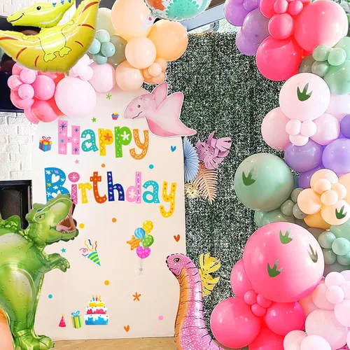Vista 2 de Colorido cartel de feliz cumpleaños, calcomanías de cumpleaños para telón de fondo, decoraciones de fiesta de cumpleaños para niños, pancarta