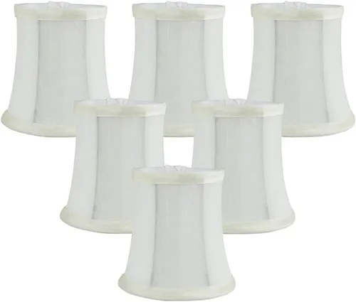 Vista 23 de Pantalla de lámpara de araña de seda sintética azul individual – forma de campana suave, ajuste de clip para bombillas de candelabro, 3.5 x 4.5 x