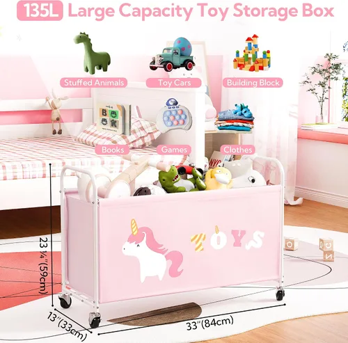Vista 2 de GRANNY SAYS Caja de juguetes grande 135L para niñas, almacenamiento de Rosa