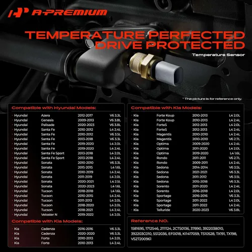 Vista 2 de Sensor de temperatura del refrigerante del motor A-Premium compatible con Hyundai, Kia