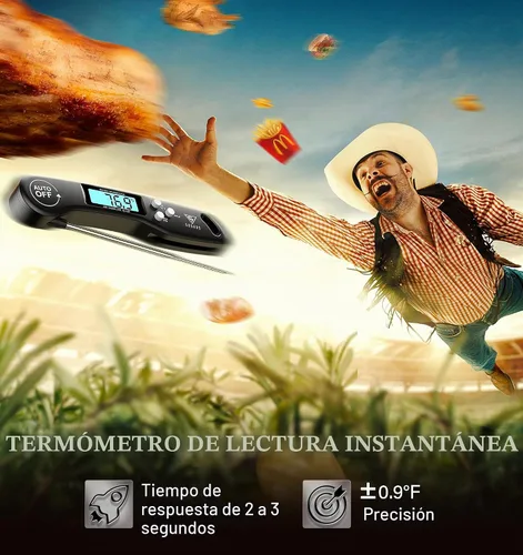Vista 3 de DOQAUS Termómetro digital para carne, termómetro de alimentos de lectura instantánea para cocinar con pantalla retroiluminada y giratoria Negro