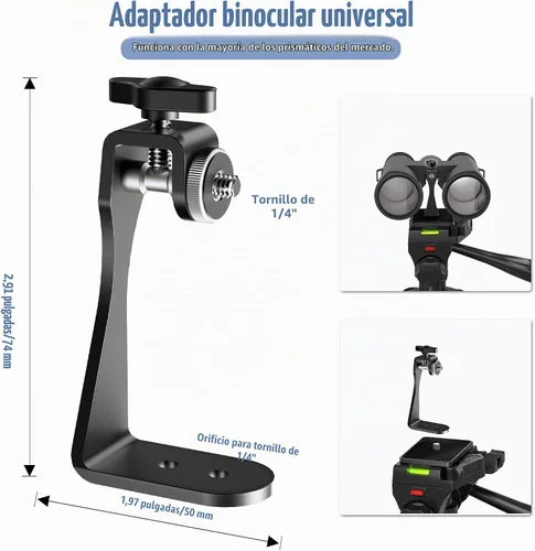 Vista 3 de Trípode binocular, soporte de trípode de telescopio terrestre de 72 pulgadas con adaptador binocular y 2 placas QR, soporte para cámara de viaje