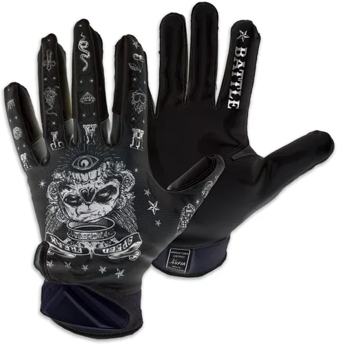 Vista 16 de Battle Sports - Guantes de fútbol americano para receptor abierto con dorso de mano, ultraadherentes y con agarre, antideslizantes, para adultos