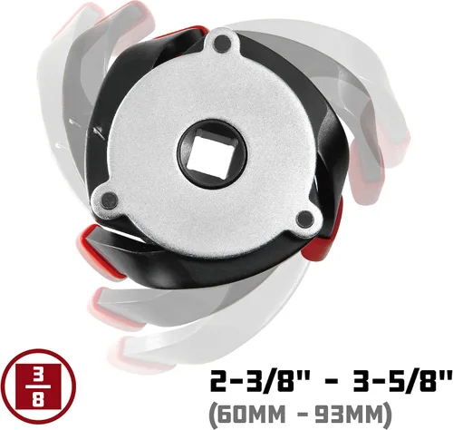 Vista 3 de Powerbuilt 240245 - Llave magnética de ajuste automático para filtro de aceite de 3 mandíbulas, 2.362-3.543 in