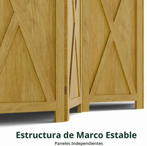 Vista 7 de Cozy Castle Divisor de habitación de madera, 3 paneles de pantalla de privacidad de 66.9 pulgadas, divisor de pared plegable, separador