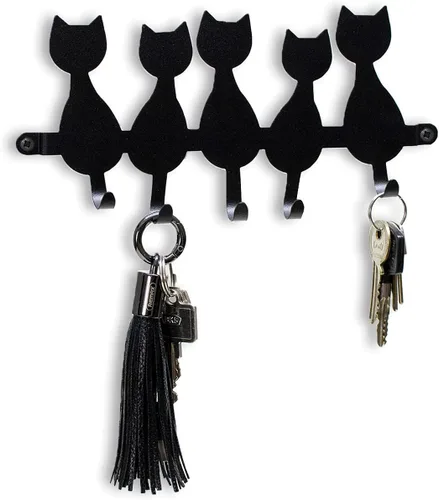 Vista 10 de GEGUTON Soporte para llaves montado en la pared con 5 ganchos, madera, negro, diseño Home Sweet Home, organiza llaves, mejora la decoración